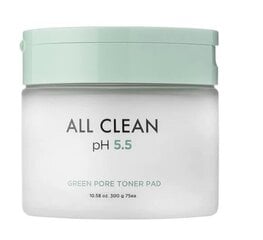 Toniko padeliai Heimish All Clean Green Pore Toner Pad, 75 vnt. kaina ir informacija | Veido prausikliai, valikliai | pigu.lt