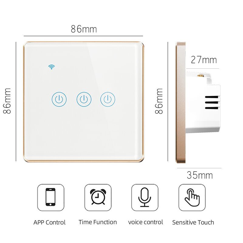 Išmanusis wifi elektros jutiklinio ekrano jungiklis su nuotoline programėle 600W Livman DS-101AL kaina ir informacija | Elektros jungikliai, rozetės | pigu.lt