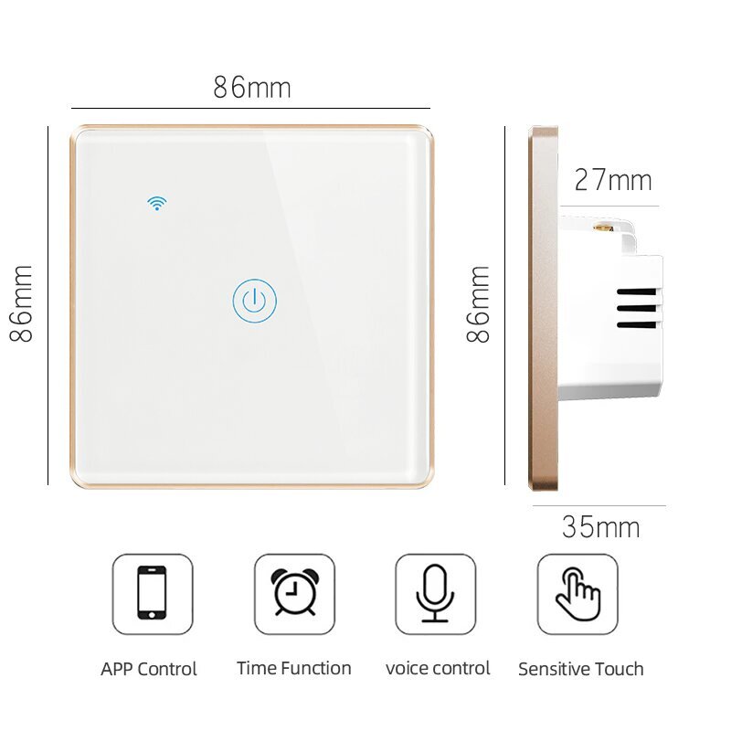 Išmanusis wifi elektros jutiklinio ekrano jungiklis su nuotoline programėle 600W Livman DS-101AL kaina ir informacija | Elektros jungikliai, rozetės | pigu.lt