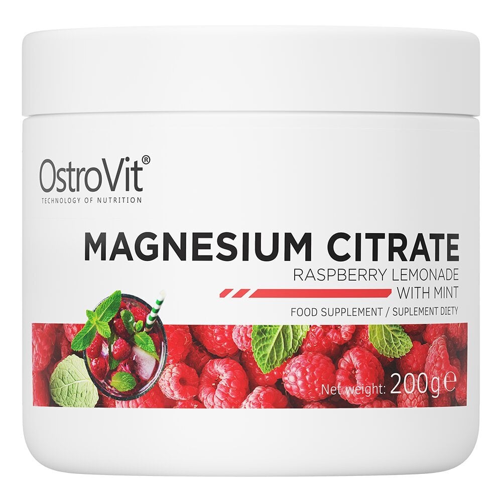 Magnio citratas OstroVit Magnesium Citrate Raspberry Lemonade with Mint, 200g цена и информация | Vitaminai | pigu.lt