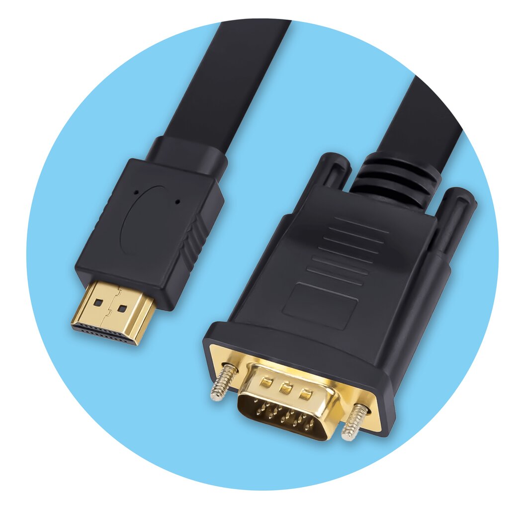 REAGLE VGA į HDMI 2M FULL HD D-SUB plokščiojo kabelio adapteris 1080p kaina ir informacija | Korpusų priedai | pigu.lt