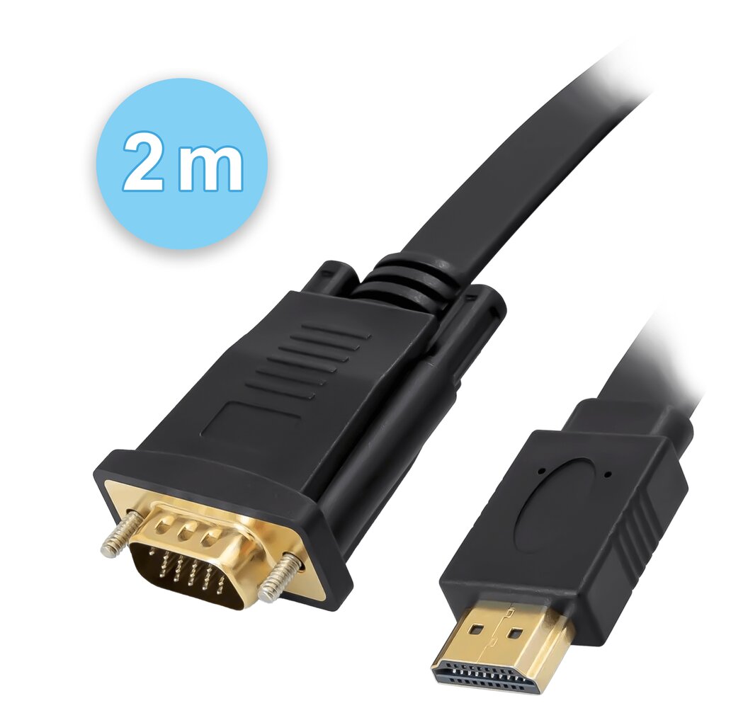 REAGLE VGA į HDMI 2M FULL HD D-SUB plokščiojo kabelio adapteris 1080p kaina ir informacija | Korpusų priedai | pigu.lt