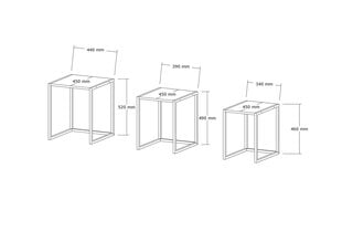 3-ių dalių kavos staliukų komplektas Asir, 40x55x40 cm, juodas/pilkas kaina ir informacija | Kavos staliukai | pigu.lt