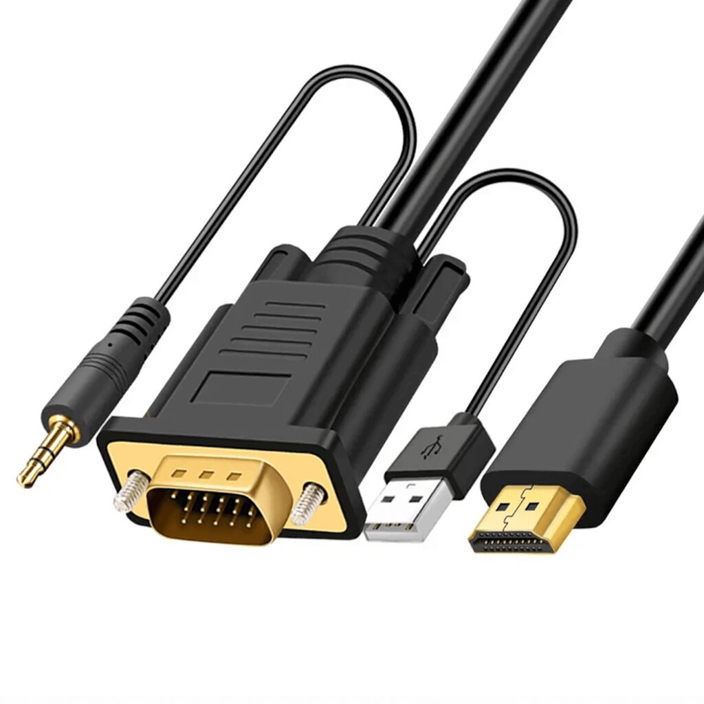 REAGLE VGA į HDMI 2M FULL HD D-SUB kabelio adapteris Garso lizdas kaina ir informacija | Korpusų priedai | pigu.lt