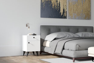Naktinis staliukas Asir, 40x60x42 cm, baltas kaina ir informacija | Spintelės prie lovos | pigu.lt