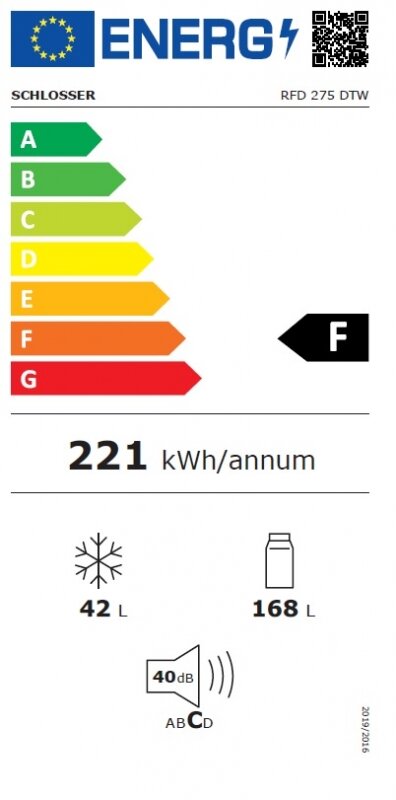Schlosser RFD275DTW kaina ir informacija | Šaldytuvai | pigu.lt