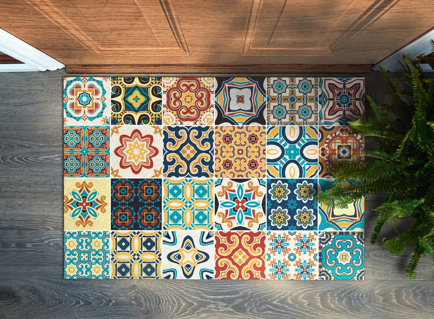 Durų kilimėlis Azulejo 60x40 cm kaina ir informacija | Durų kilimėliai | pigu.lt