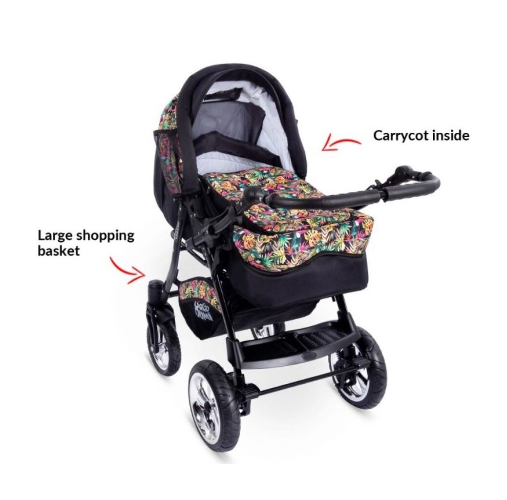Vaikiškas vežimėlis 3in1 su auto kėdute Urbano Travel System, Red kaina ir informacija | Vežimėliai | pigu.lt