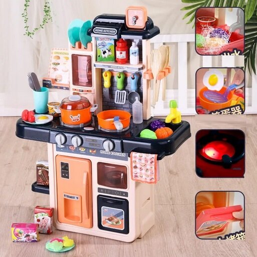 Vaikiška virtuvėlė su garso, šviesos efektais ir priedais Kinderplay kaina ir informacija | Žaislai mergaitėms | pigu.lt