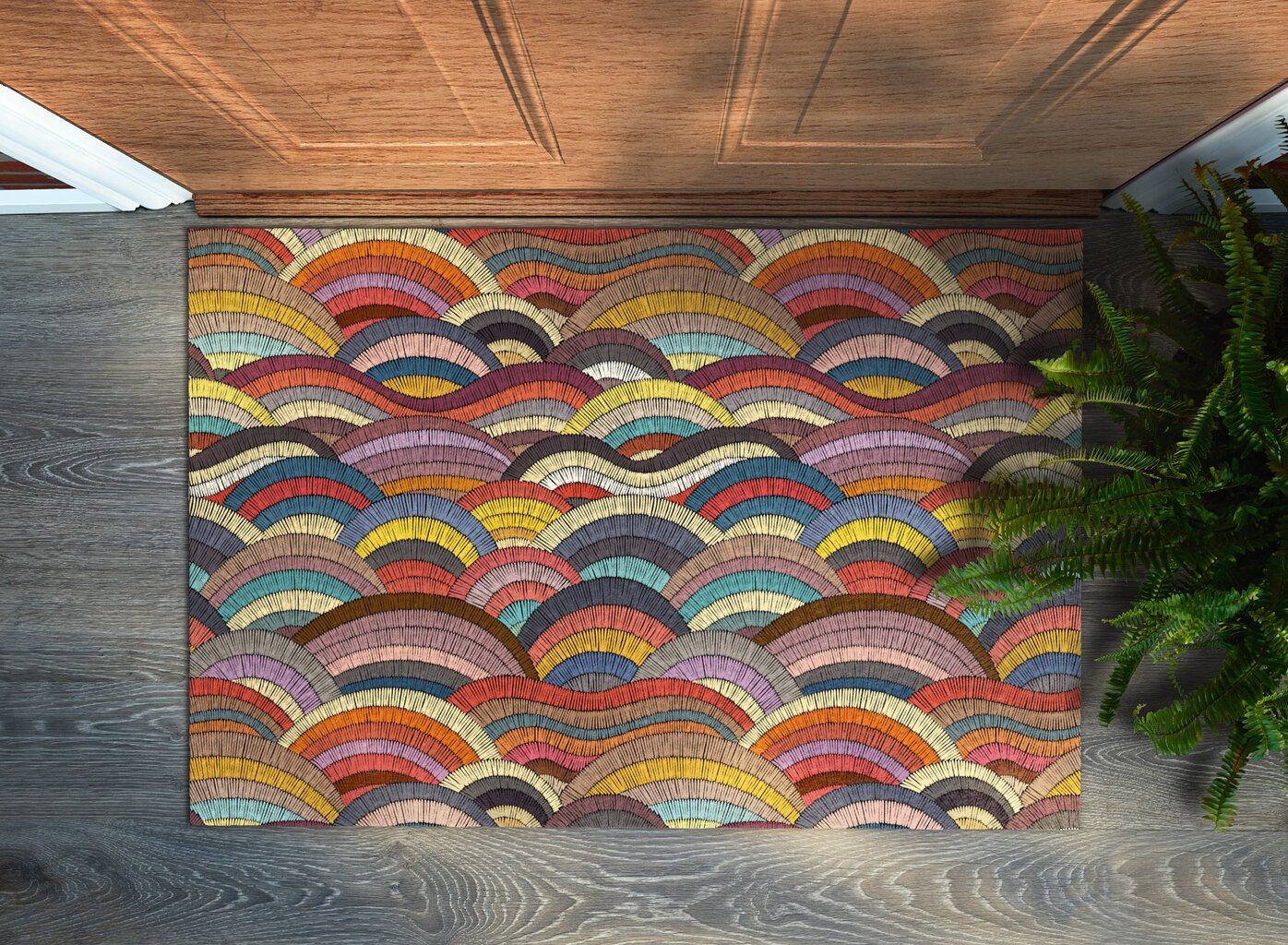 Durų kilimėlis Spalvinga Abstrakcija 90x60 cm kaina ir informacija | Durų kilimėliai | pigu.lt