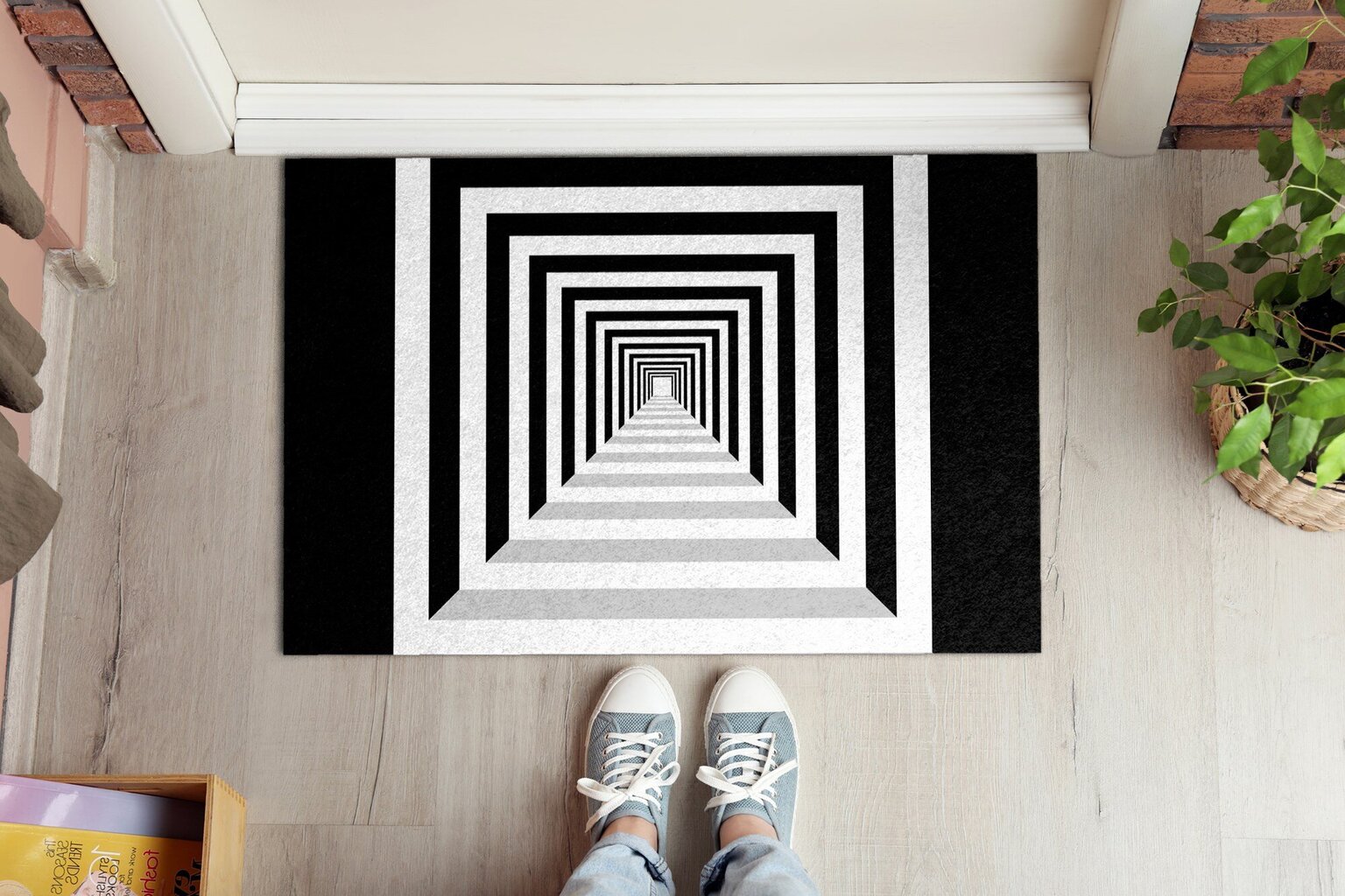 Durų kilimėlis Geometrinis Tunelis 90x60 cm kaina ir informacija | Durų kilimėliai | pigu.lt