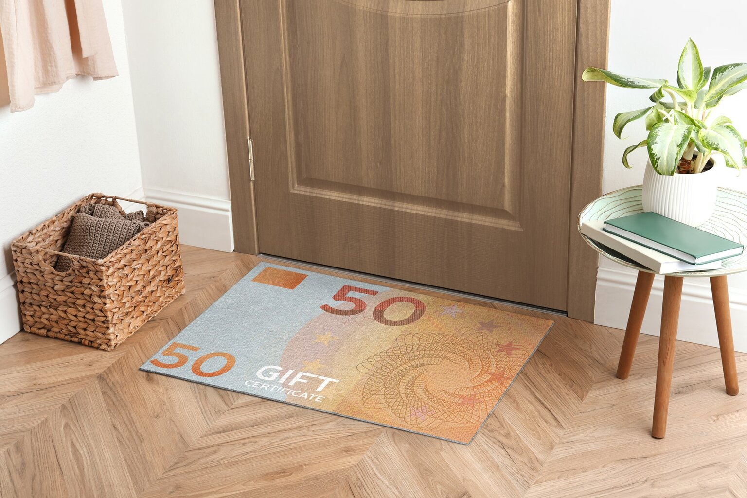 Durų kilimėlis Euro Pinigai 90x60 cm kaina ir informacija | Durų kilimėliai | pigu.lt