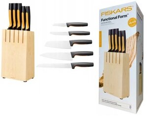 Набор ножей в блоке Fiskars Functional Form, 5 шт. цена и информация | Ножи и аксессуары для них | pigu.lt