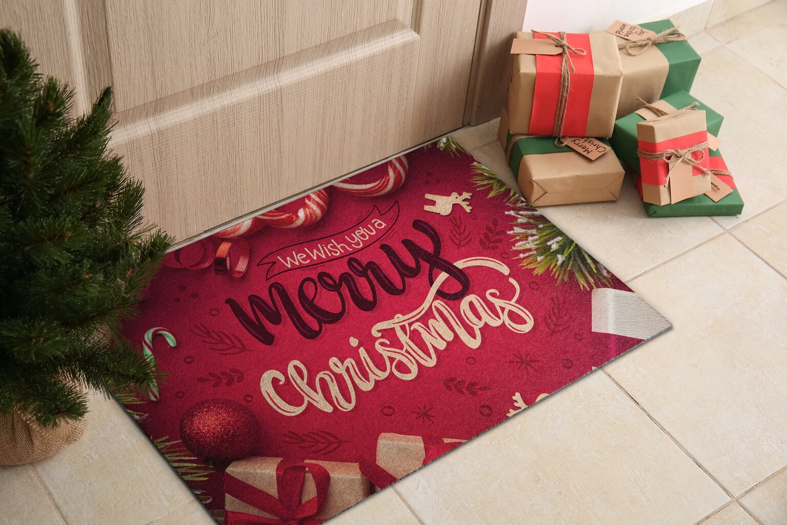 Durų kilimėlis Linksmų Kalėdų 90x60 cm kaina ir informacija | Durų kilimėliai | pigu.lt