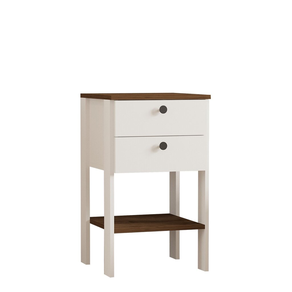 Naktinis staliukas Asir, 44x75x44 cm, baltas/rudas kaina ir informacija | Spintelės prie lovos | pigu.lt