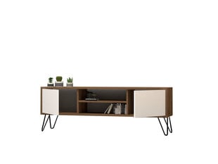 TV staliukas Asir, 140x50x30 cm, rudas/baltas kaina ir informacija | TV staliukai | pigu.lt