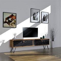 TV staliukas Asir, 160x45x29,6 cm, rudas/juodas kaina ir informacija | TV staliukai | pigu.lt