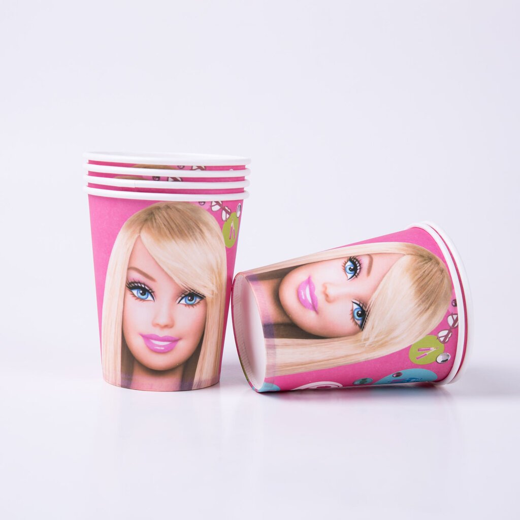 Vienkartiniai puodeliai Barbie, 10 vnt. цена и информация | Vienkartiniai indai šventėms | pigu.lt