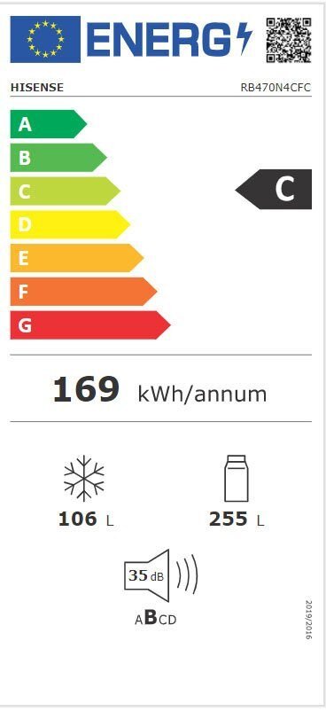 Hisense RB470N4CFC kaina ir informacija | Šaldytuvai | pigu.lt