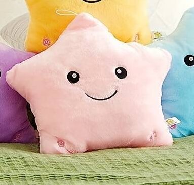 Šviečianti pagalvė žvaigždė, rožinė kaina ir informacija | Minkšti (pliušiniai) žaislai | pigu.lt