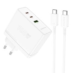 Borofone Wall charger BN11 Imperial - USB + 2xType C - QC 3.0 PD 100W with Type C to Type C cable white цена и информация | Зарядные устройства для телефонов | pigu.lt