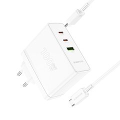 Borofone Wall charger BN11 Imperial - USB + 2xType C - QC 3.0 PD 100W with Type C to Type C cable white цена и информация | Зарядные устройства для телефонов | pigu.lt