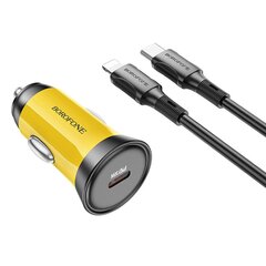 Borofone Car charger BZ26 Searcher - Typ C - PD 30W 3A with Type C to Type C cable yellow цена и информация | Зарядные устройства для телефонов | pigu.lt