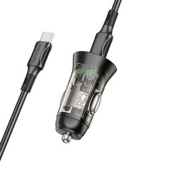 Borofone Car charger BZ26A Shadow - USB + Type C - PD 43W 3A transparent-black цена и информация | Зарядные устройства для телефонов | pigu.lt