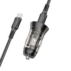 Borofone Car charger BZ26B Discovery - 2xType C - PD 45W 3A with Type C to Type C cable transparent-black цена и информация | Зарядные устройства для телефонов | pigu.lt