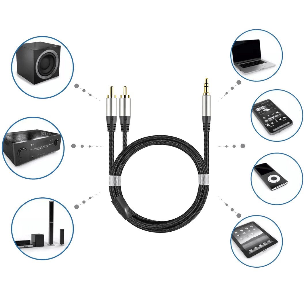 Reagle OFC AUX KABELIS MINI JACK 3,5 mm 2x RCA CINCH 3 m цена и информация | Korpusų priedai | pigu.lt