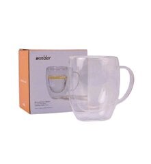 Winder dvigubo stiklo puodelis su rankenėle Coffee, 350 ml kaina ir informacija | Virtuvės įrankiai | pigu.lt
