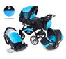 Vaikiškas vežimėlis 3in1 su auto kėdute Urbano Travel System, black/blue цена и информация | Vežimėliai | pigu.lt