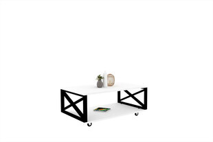 Kavos staliukas Asir, 98x33,6x60 cm, baltas/juodas kaina ir informacija | Kavos staliukai | pigu.lt