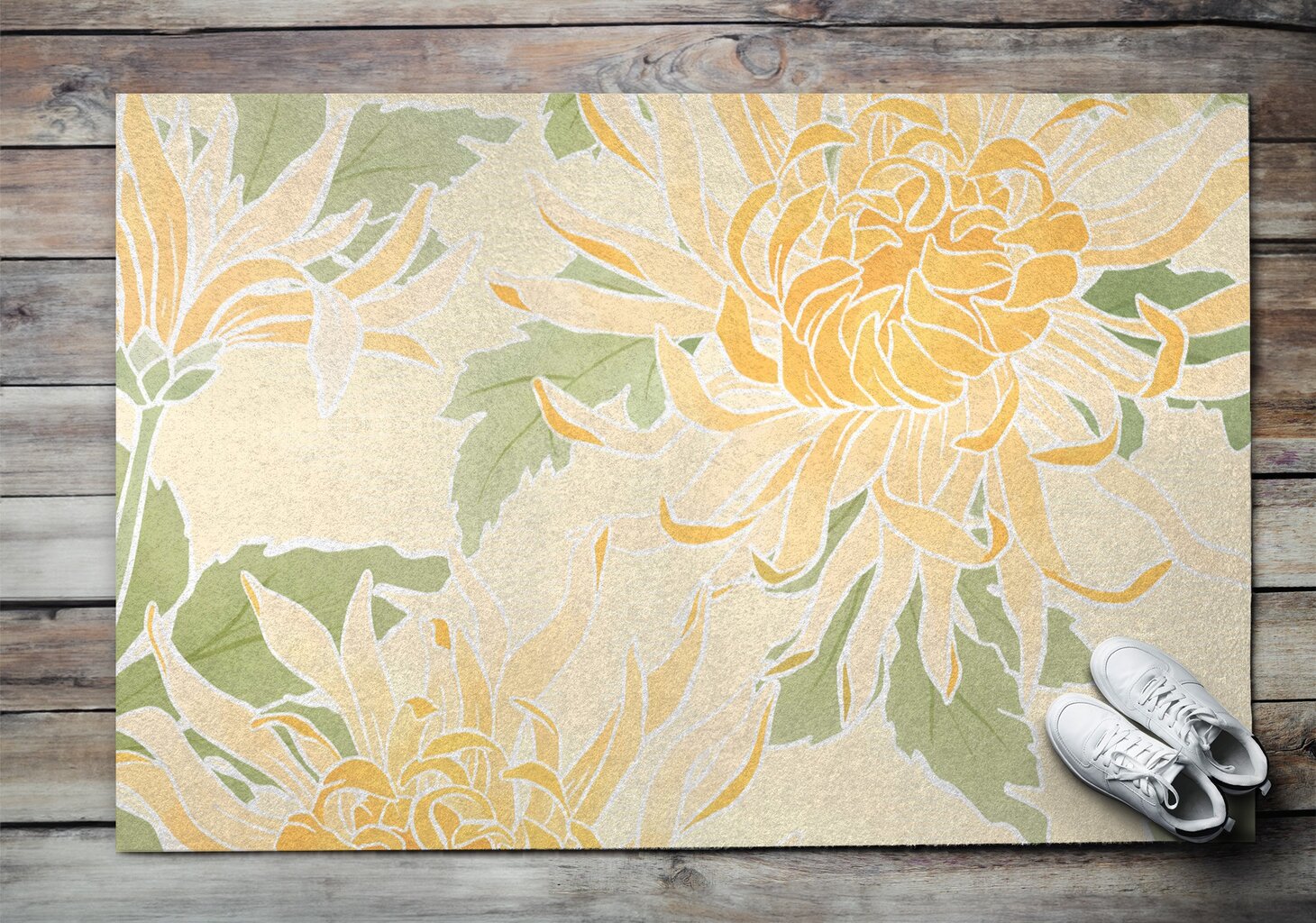 Durų kilimėlis Chrizantemos Gėlės 150x100 cm kaina ir informacija | Durų kilimėliai | pigu.lt