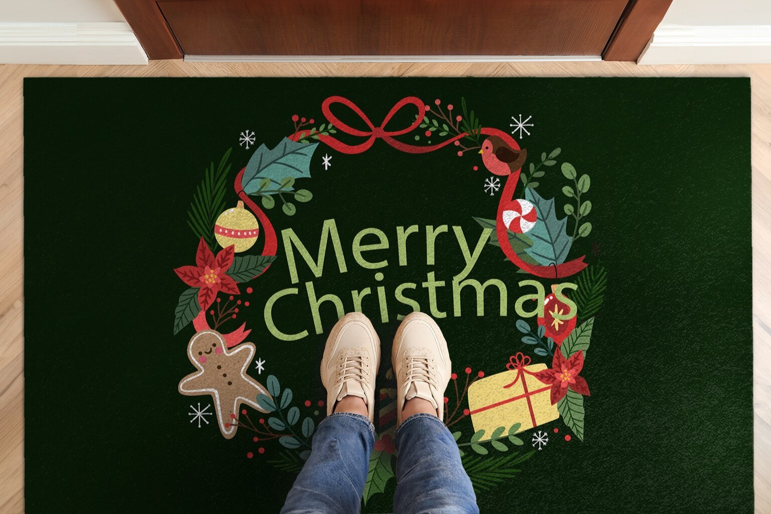 Durų kilimėlis Kalėdos 150x100 cm kaina ir informacija | Durų kilimėliai | pigu.lt