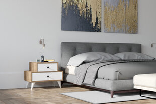 Naktinis staliukas Asir, 63x50x44 cm, baltas/rudas kaina ir informacija | Spintelės prie lovos | pigu.lt