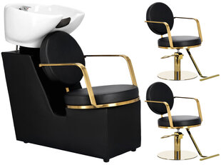 3-ių kirpyklos kėdžių komplektas Axel Barbershop, juodas kaina ir informacija | Baldai grožio salonams | pigu.lt