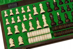 Medinių šachmatų ir šaškių rinkinys Sunrise Chess & Games Capablanca , 40 x 41 cm kaina ir informacija | Stalo žaidimai, galvosūkiai | pigu.lt