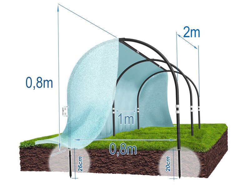 Šiltnamis su agroplėvele, 2 x 0.9 x 0.8m kaina ir informacija | Šiltnamiai | pigu.lt