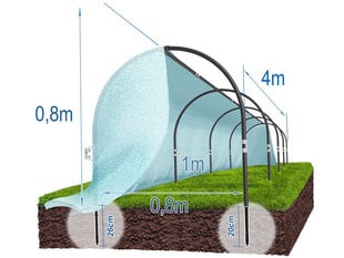 Šiltnamis su agroplėvele, 4 x 0.9 x 0.8 m kaina ir informacija | Šiltnamiai | pigu.lt