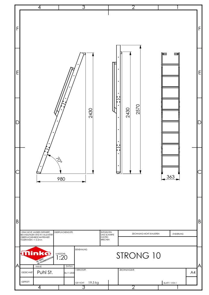 Laiptai Minka Strong 10, Balti, Aukštis 243 - 257 cm kaina ir informacija | Laiptai | pigu.lt