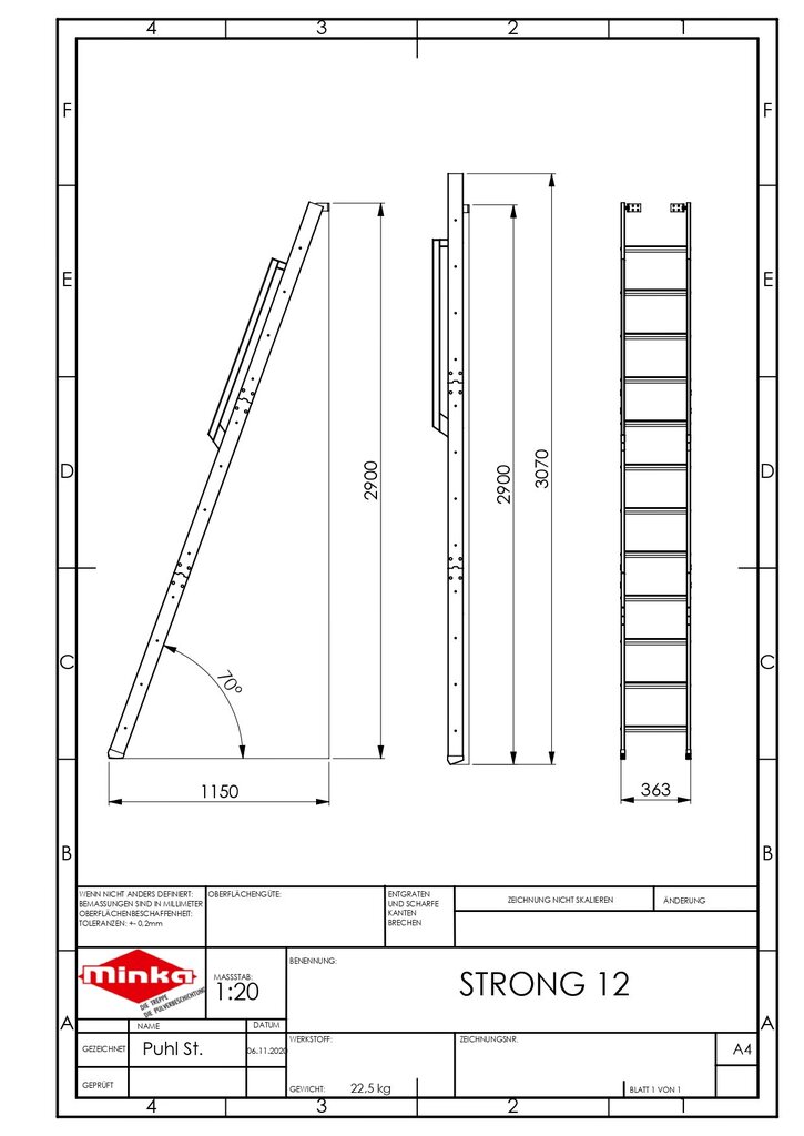 Laiptai Minka Strong 12, Balti, Aukštis 290 - 307 cm цена и информация | Laiptai | pigu.lt