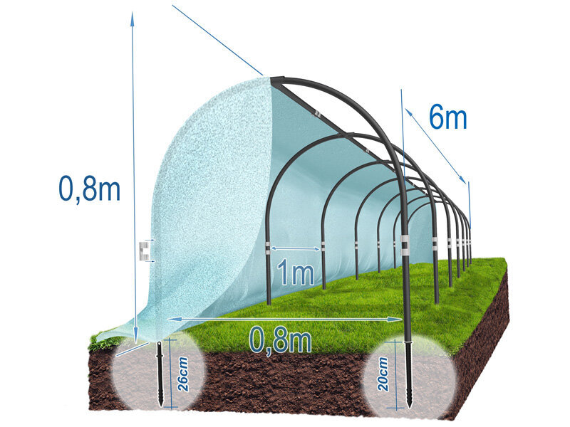 Šiltnamis su agroplėvele, 6 x 0.9 x 0.8m цена и информация | Šiltnamiai | pigu.lt