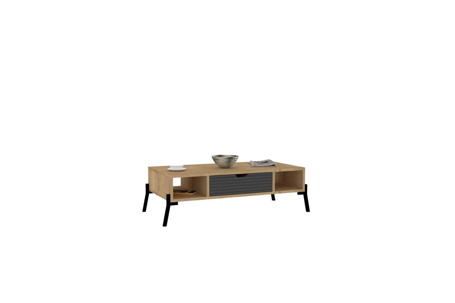 Kavos staliukas Asir, 100x28,2x50 cm, smėlio spalvos/pilkas kaina ir informacija | Kavos staliukai | pigu.lt