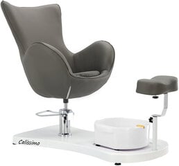 Pedikiūro kosmetinė kėdė Jojo su pėdų masažuokliu, pilka kaina ir informacija | Baldai grožio salonams | pigu.lt