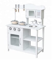 Medinė balta virtuvėlė su priedais kaina ir informacija | Žaislai mergaitėms | pigu.lt