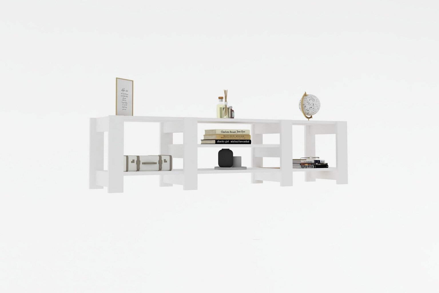 TV staliukas Asir, 159,8x40x33,6 cm, baltas kaina ir informacija | TV staliukai | pigu.lt