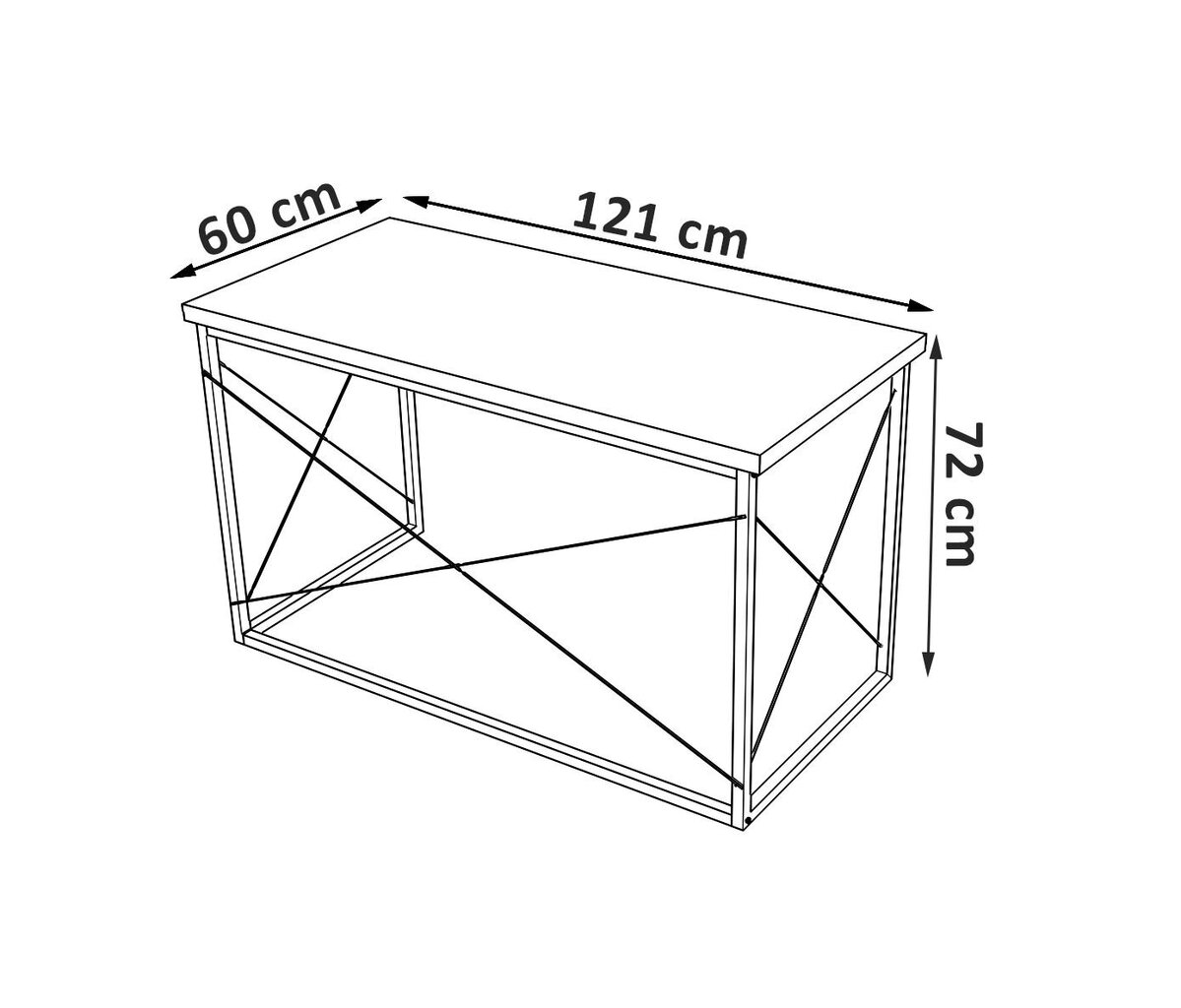 Stalas Asir, 121x72x60 cm, smėlio/juodas kaina ir informacija | Kompiuteriniai, rašomieji stalai | pigu.lt