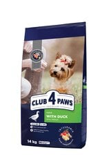 CLUB 4 PAWS Premium для собак мелких пород с "Уткой". Полноценный сухой корм для взрослых собак, 14 кг. цена и информация | Сухой корм для собак | pigu.lt