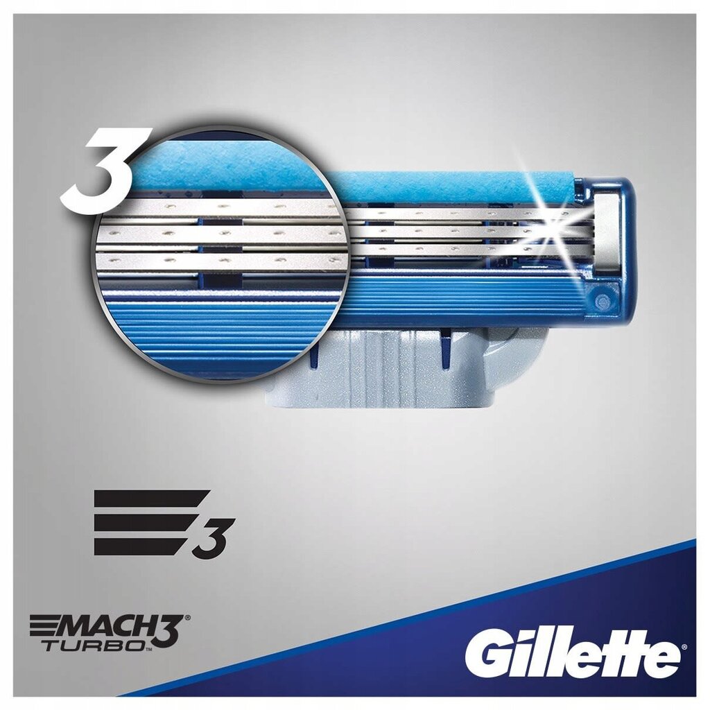 Skutimosi galvutės Gillette Mach3 Turbo, 8 vnt. kaina ir informacija | Skutimosi priemonės ir kosmetika | pigu.lt